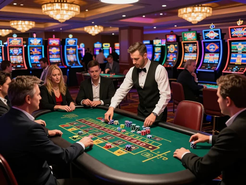 Experience the excitement of go99com at the roulette table with players engaged in thrilling gameplay.