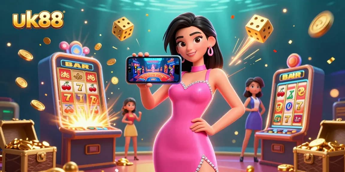 Experience the thrilling world of uk88 as a dazzling casino scene bursts with excitement.
