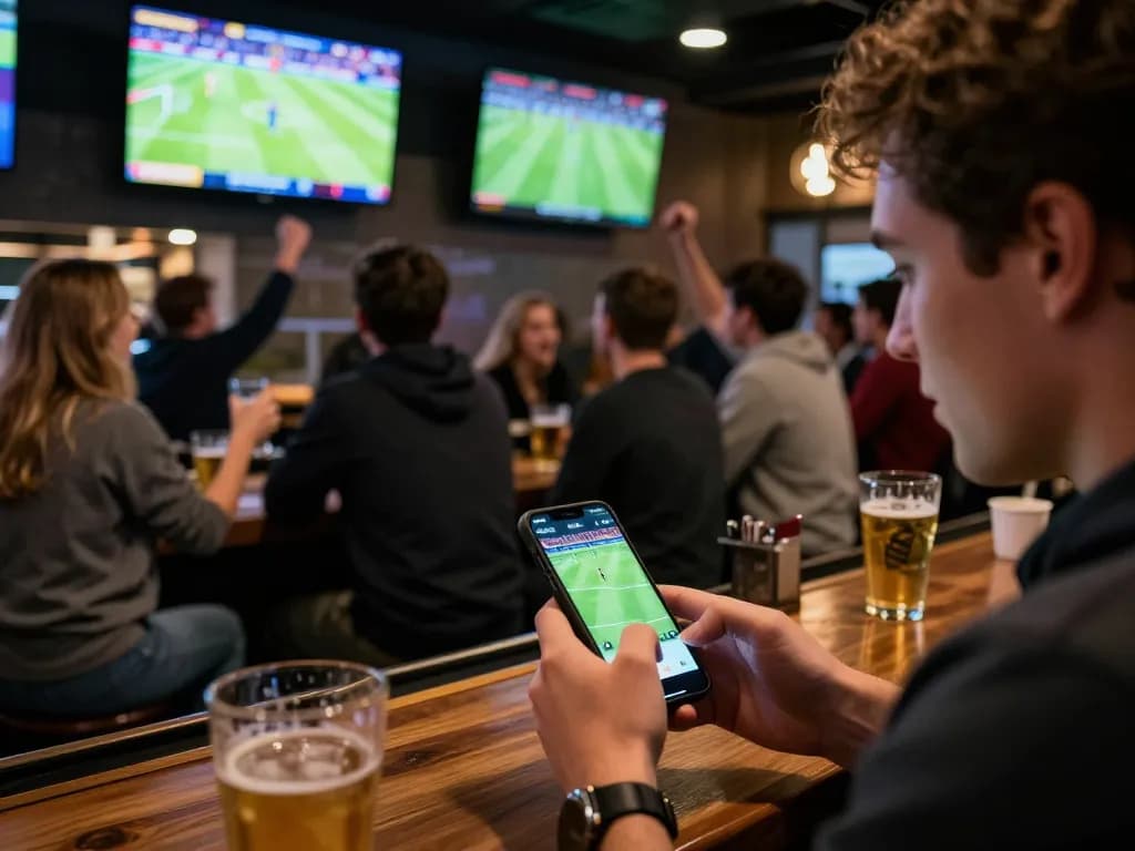 Experience online betting excitement with Đăng ký Lu88 while enjoying a live sports event.