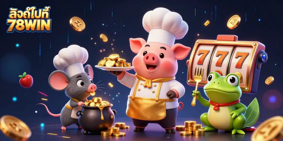 Engage with the thrilling world of gambling at ลิงก์ไปที่ 78WIN featuring exciting slot reels and dynamic characters.