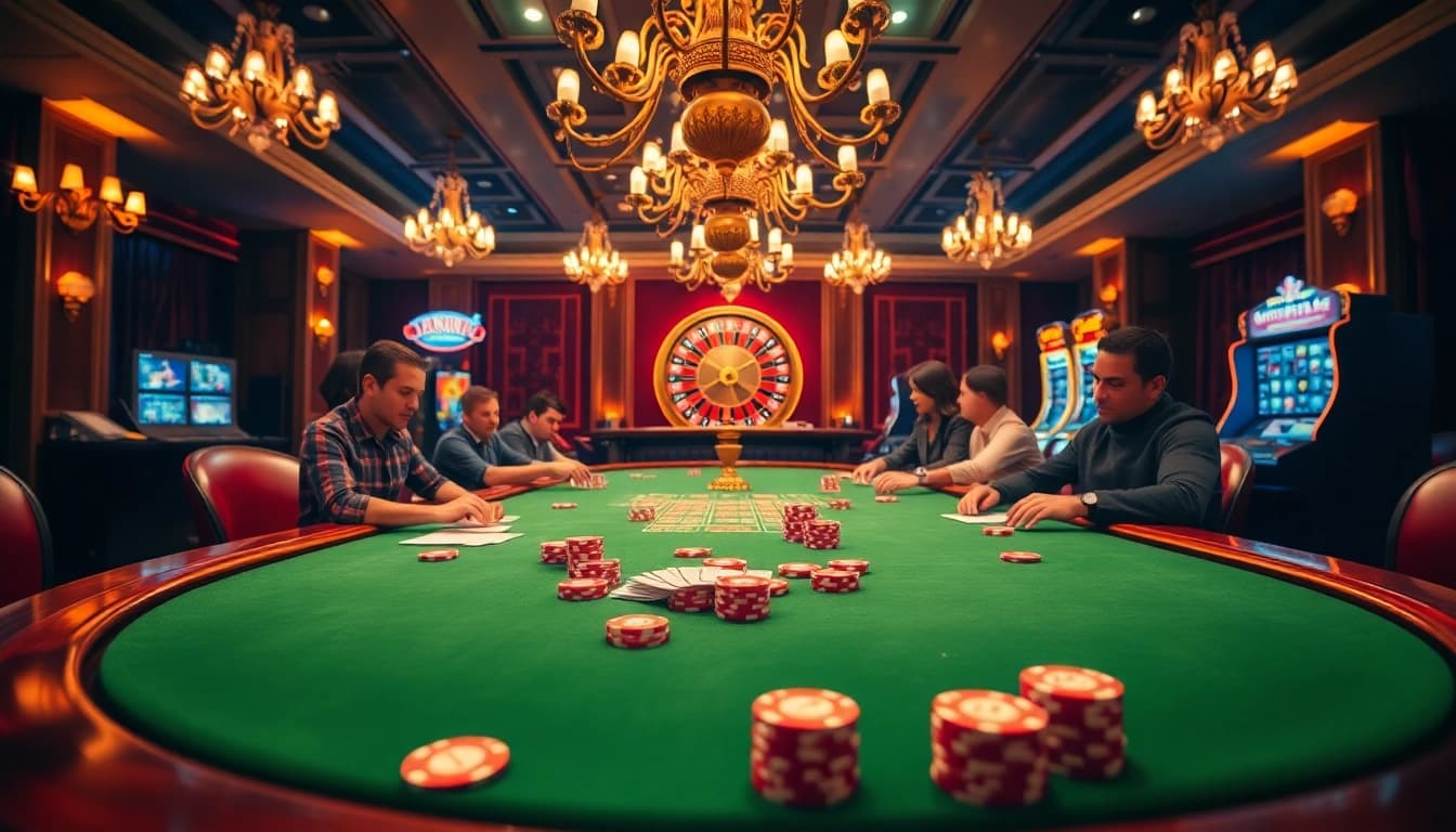 Experience the excitement of poker at https://9bet9.in.net/ with vibrant chips and cards on a luxurious casino table.