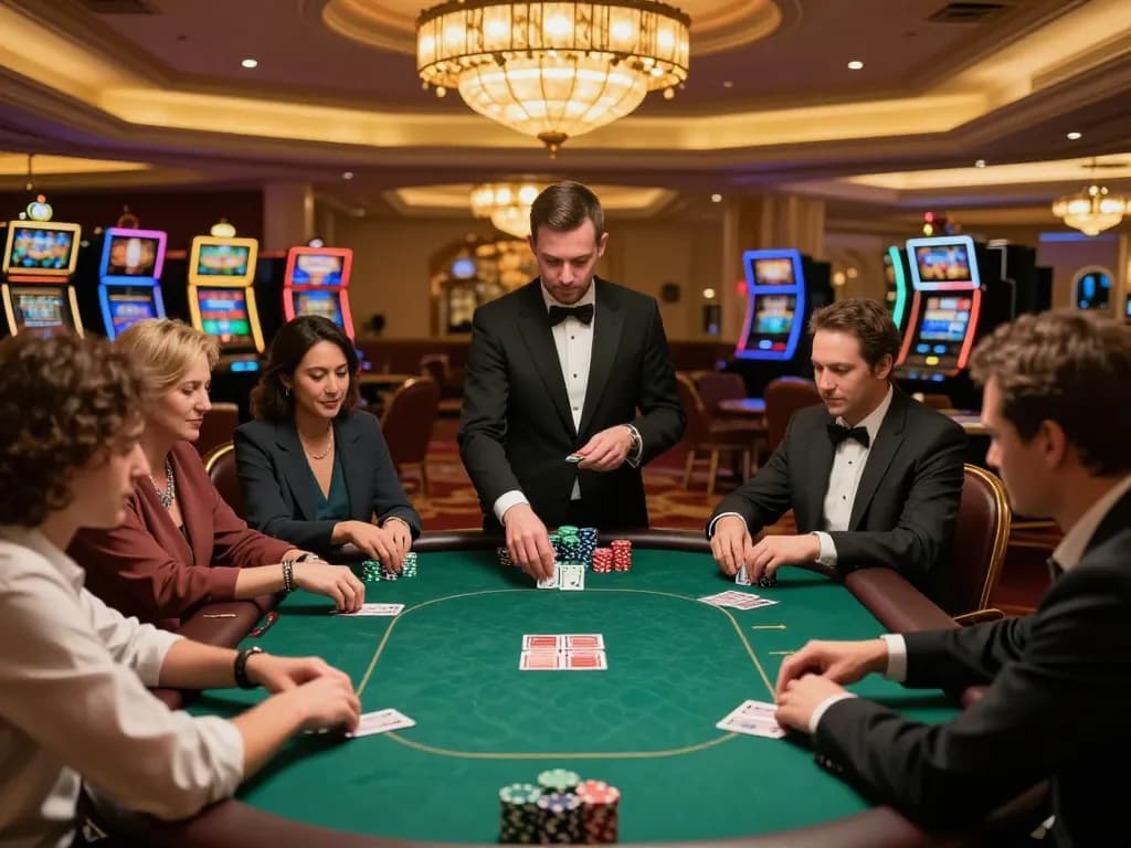 Players engaging in a high-stakes poker game at cm88 casino, showcasing strategic play and vibrant atmosphere.