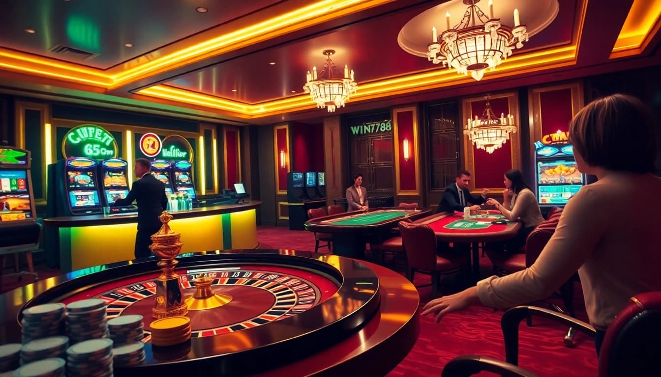 Exciting casino scene featuring thrilling games and vibrant players at win678.com.
