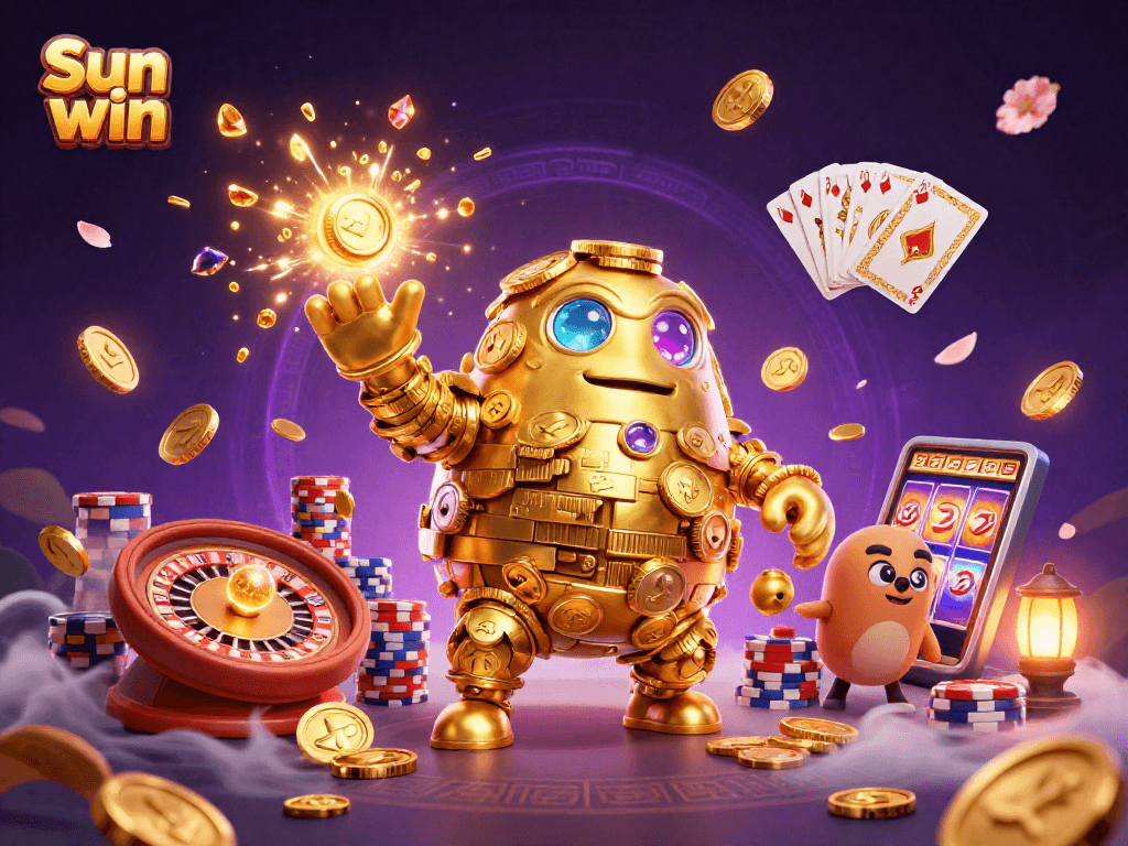 Spin the reels and win big with Sun win in this vibrant 3D casino illustration.