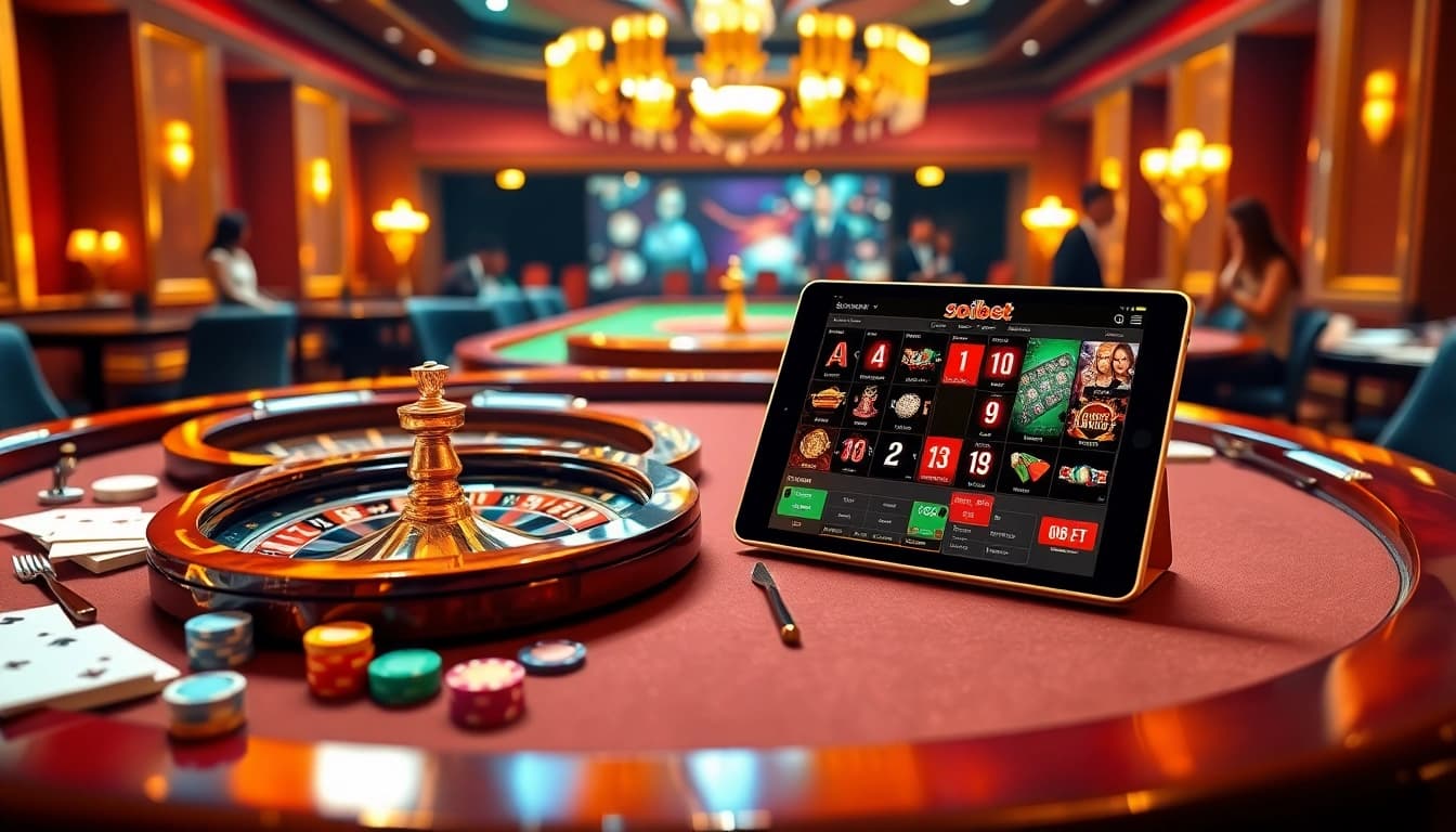 Exciting gambling scene showcasing soibet ไทย with roulette, cards, and engaging players.