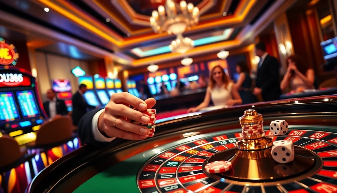 Experience high-stakes gaming at DU88 with vibrant roulette and poker action.