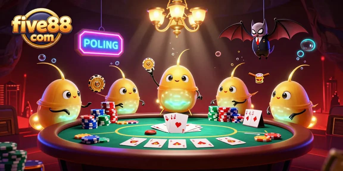 Experience the excitement of five88 com with vibrant gambling elements and dynamic glowworms illuminating the scene.