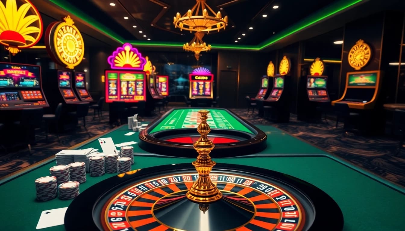 Experience an exciting gaming session at trang chủ mm88 with vibrant slot machines and professional casino tables.