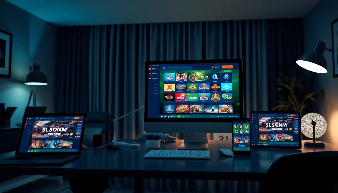 Online betting experience at https://057789.com/ with multiple devices showcasing casino games and sports betting.