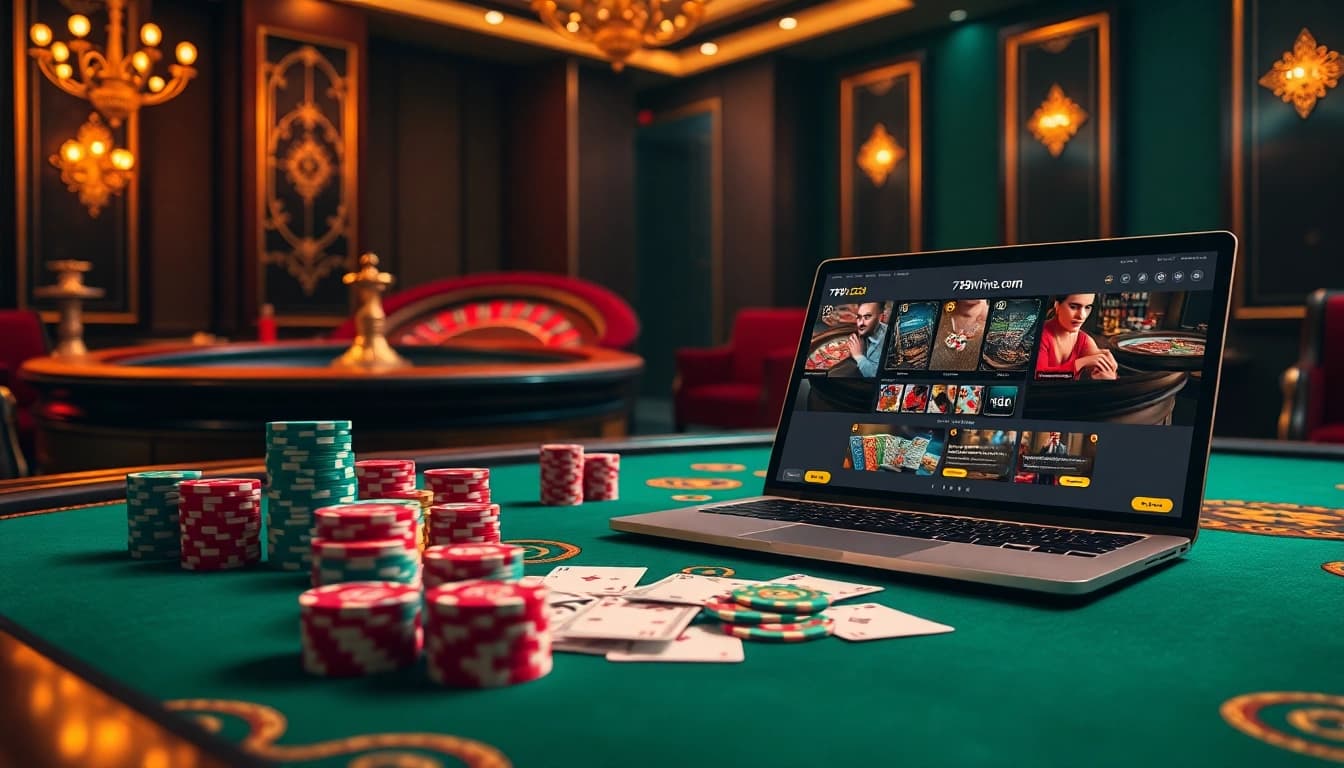 Experience thrilling gameplay at 789win223.com with vibrant poker chips and an elegant roulette wheel.