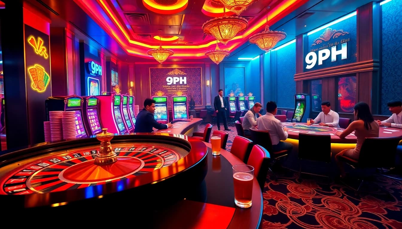 Experience excitement at 9PH with players engaged in thrilling games at their online casino.