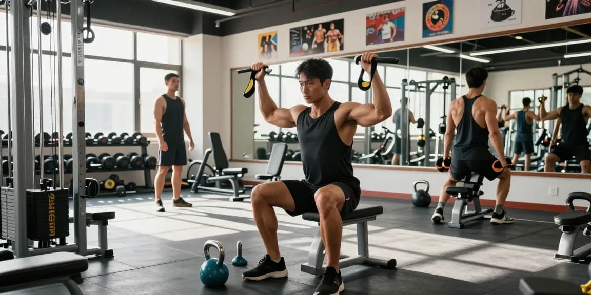 Bodybuilder enhancing muscle growth with Prime Pharma Steroiden in a dynamic gym environment.