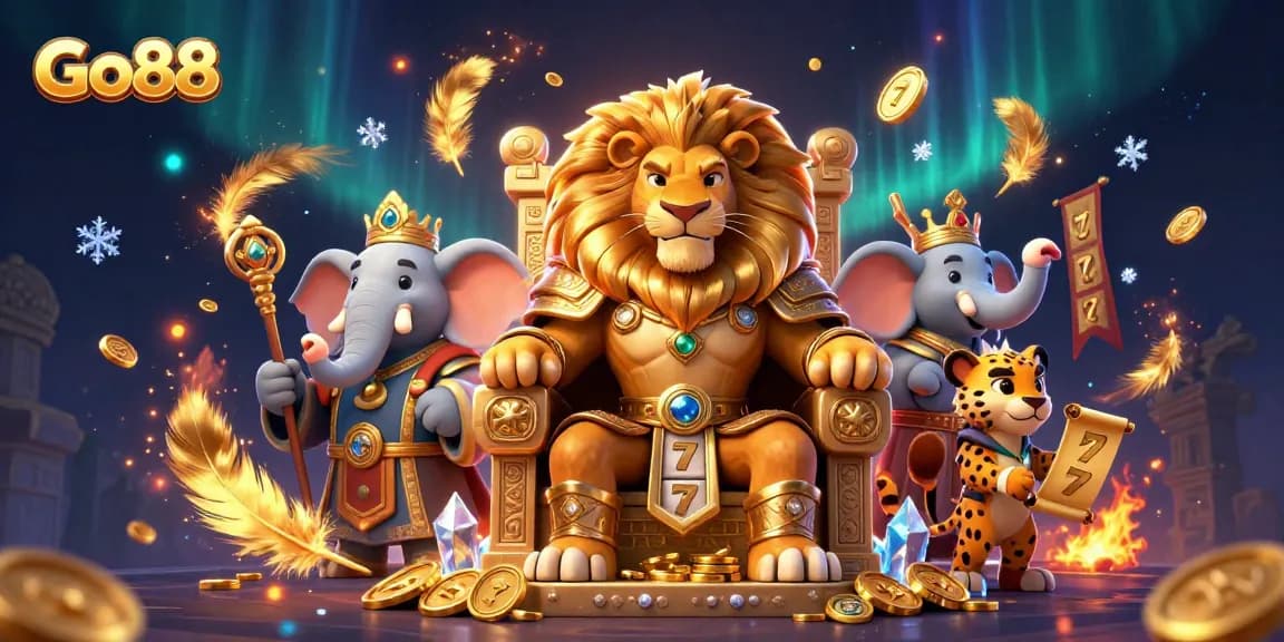 Engage with Go88's thrilling atmosphere as the lion king presides over dynamic slot adventures.