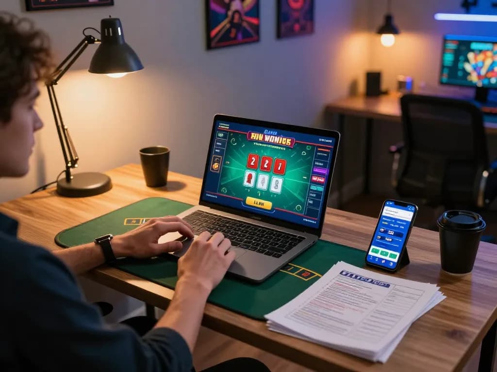 Engaging with LLwin gambling app while playing blackjack online in a cozy gaming setup.