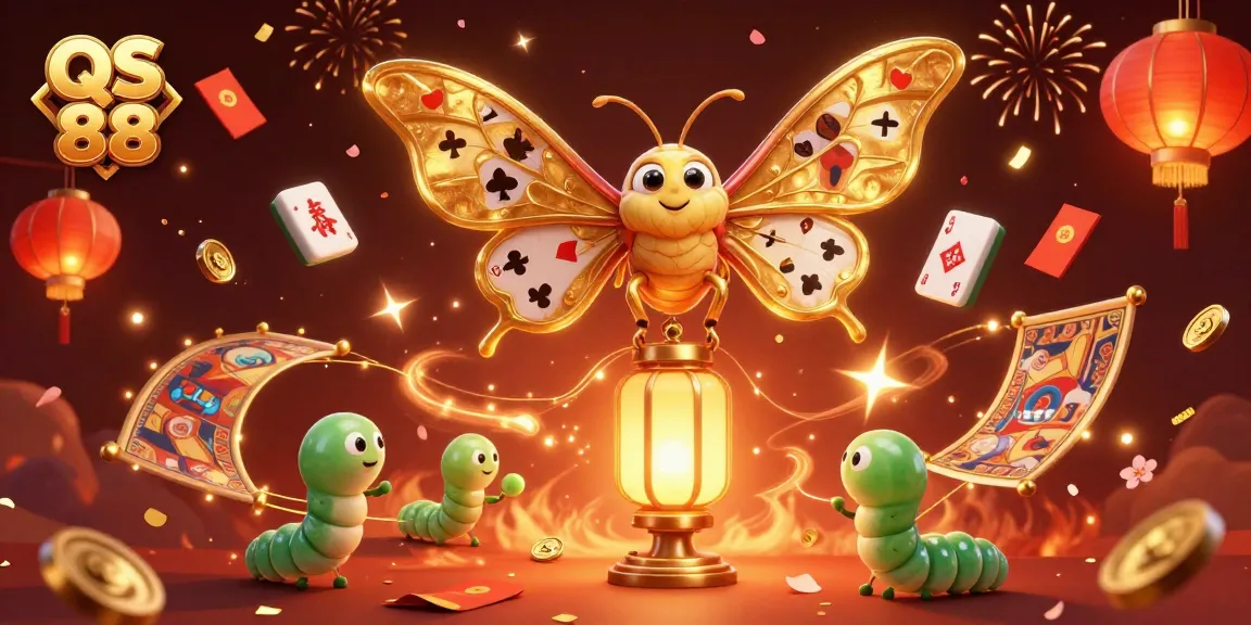 Experience the vibrant casino atmosphere of QS 88 with the majestic moth and golden elements.