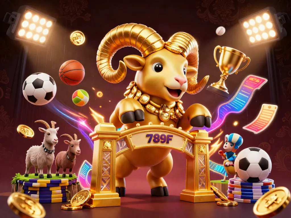 Engage with thrilling action at 789F with vibrant casino elements and dynamic 3D illustrations.