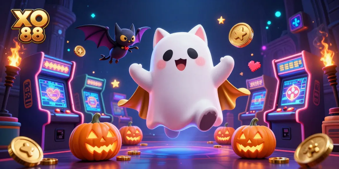 Engage in the thrilling world of XO 88 as a ghost cat and bat explore a haunted casino