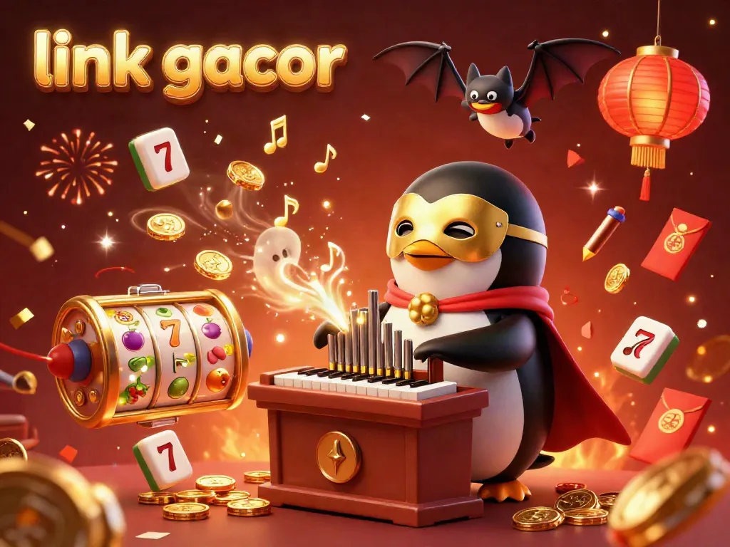 Experience the winning excitement with link gacor as golden coins and slot reels create a vibrant casino atmosphere.
