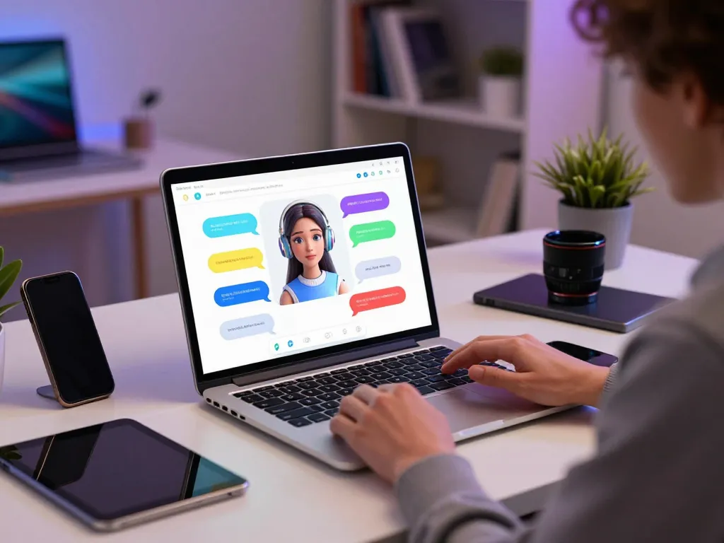 Engaging interaction with juicy ai chatbot in a modern workspace setting.