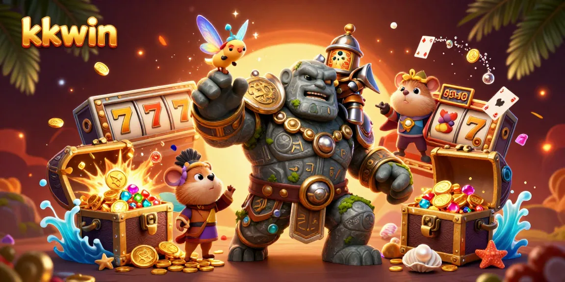 Engage in thrilling gameplay at kkwin with stunning visuals showcasing golden treasures and animated characters.