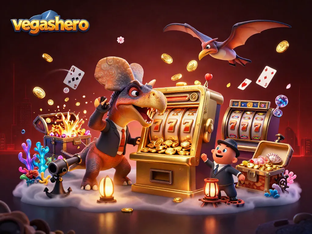 Catch the excitement at vegashero with a pachycephalosaurus headbutting a slot machine for jackpot coins!