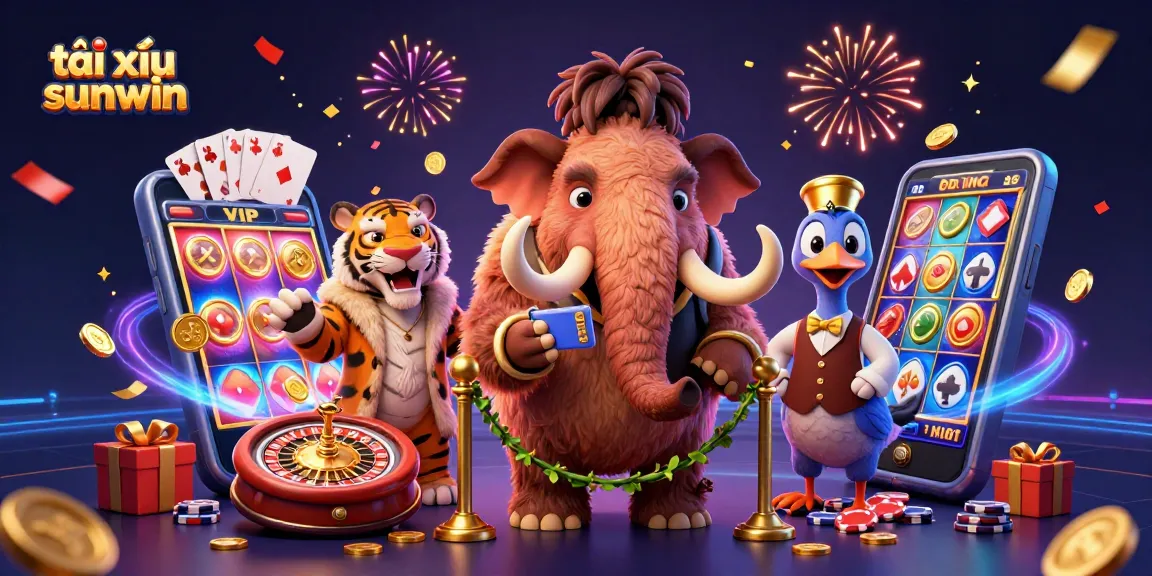 Win big with tài xỉu sunwin in this vibrant casino illustration featuring unique characters.