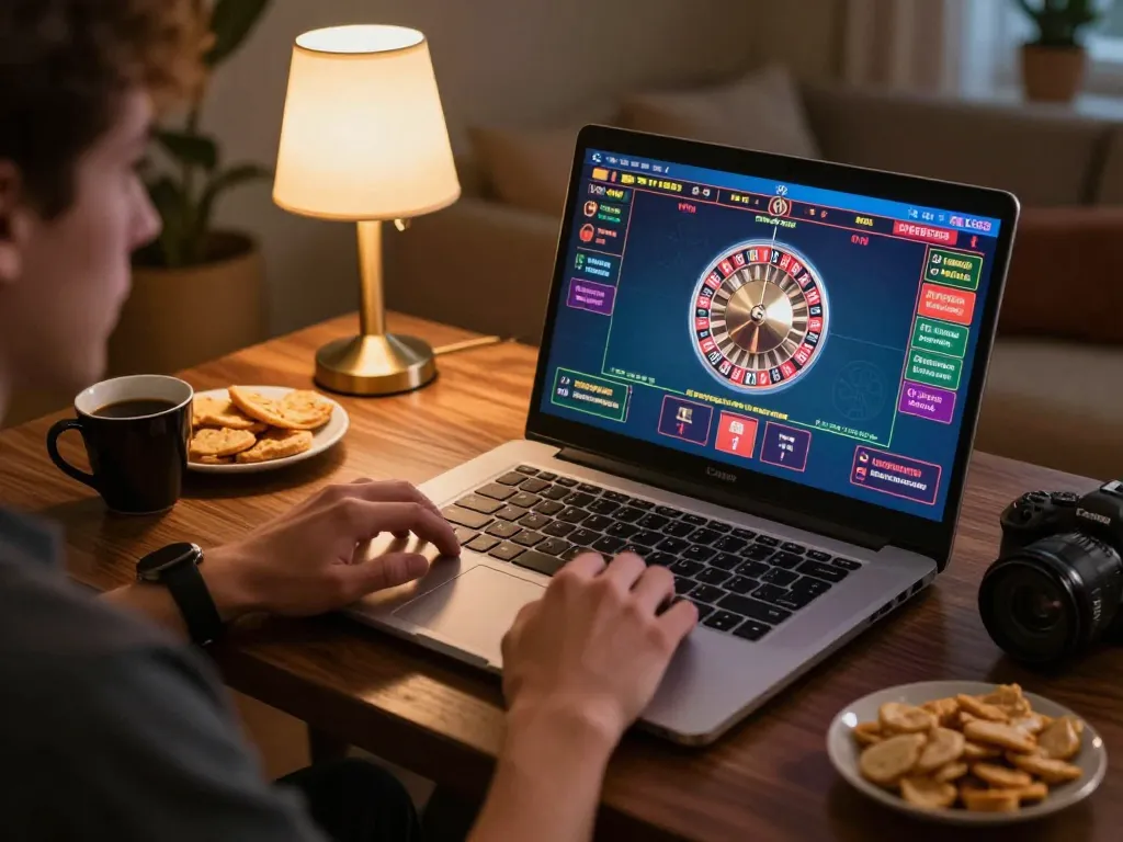 Player enjoys an online live dealer game at home with co88i, emphasizing engagement and entertainment.