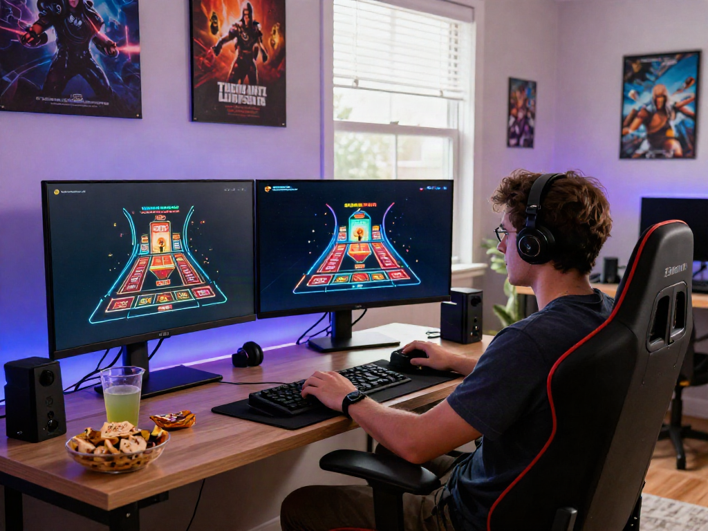 Engaging home gaming setup with 78win com game on the screen.