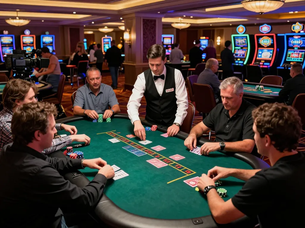 Players strategizing at a blackjack table in nk88 casino, highlighting intense gameplay and luxurious atmosphere.