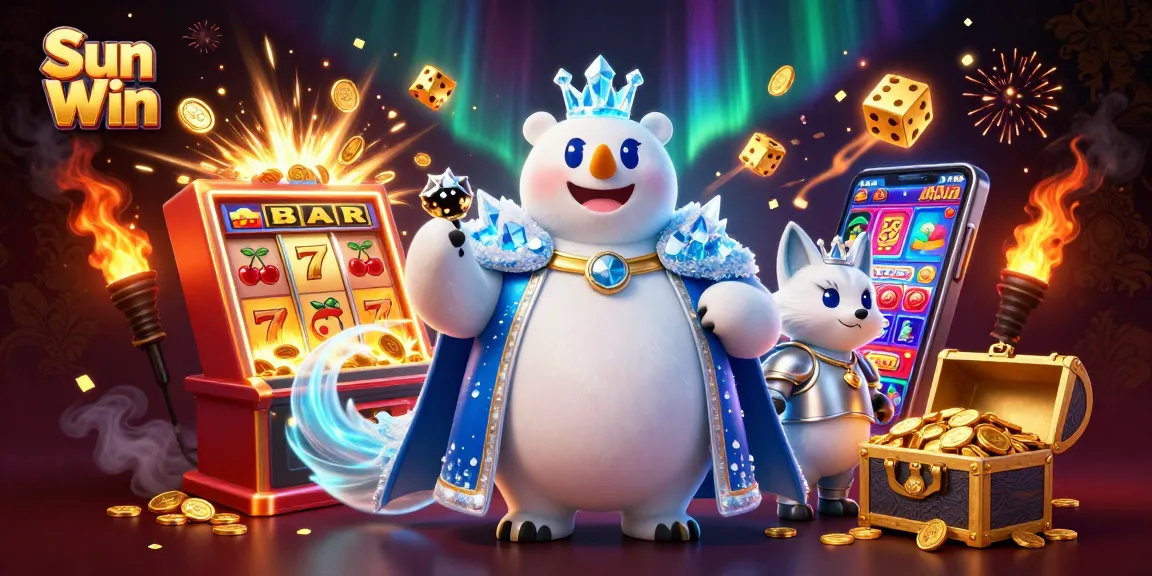 Engage in thrilling gameplay at Sun Win with jackpot slots and adventurous casino-themed characters.