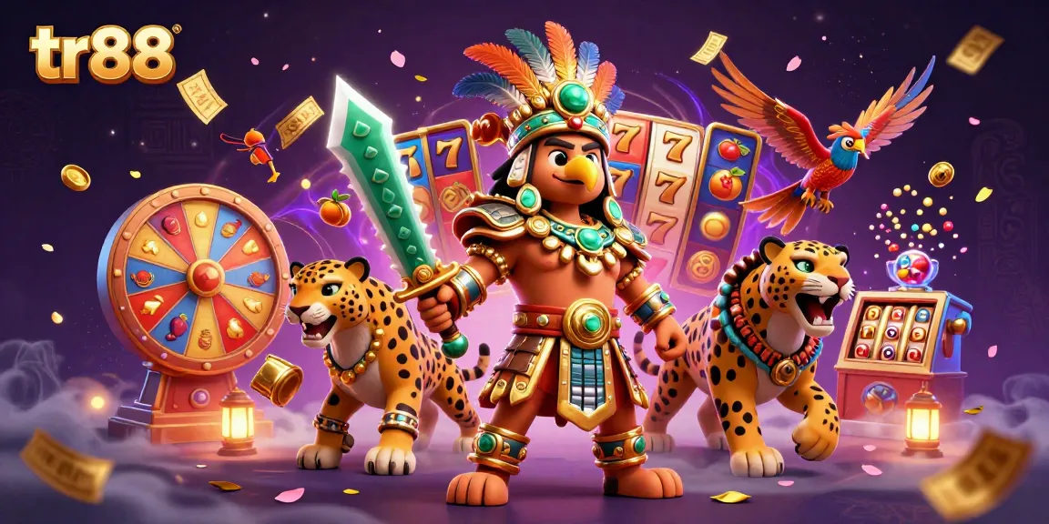 Experience thrilling moments with tr88 in a vibrant casino-themed illustration filled with dynamic gaming elements.
