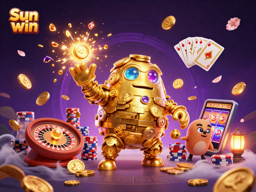Spin the reels and win big with Sun win in this vibrant 3D casino illustration.