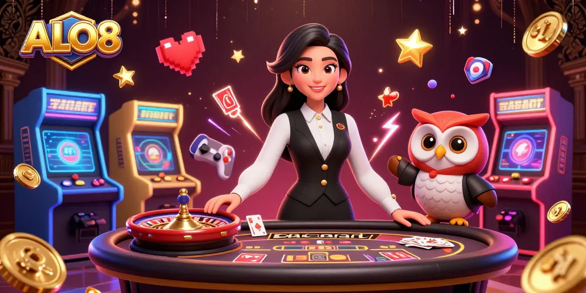 Experience thrilling gameplay at ALO8 with vibrant casino elements and professional dealers.