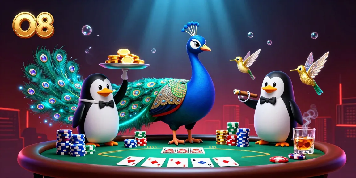 Experience thrilling poker action at O8 with vibrant characters and dynamic game elements.