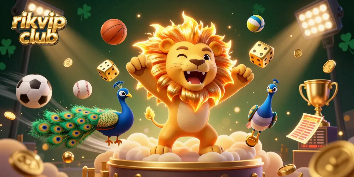 Experience thrilling sports betting excitement at rikvip club with a roaring sun lion and dynamic game elements.
