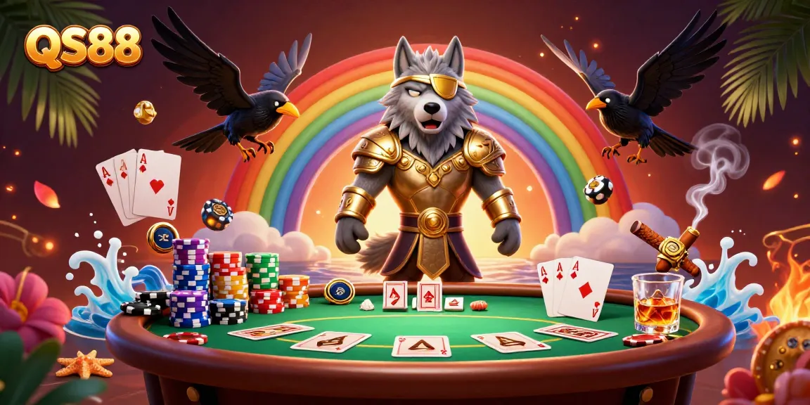 Experience the thrill of QS88 online gaming with immersive Norse-themed casino art.