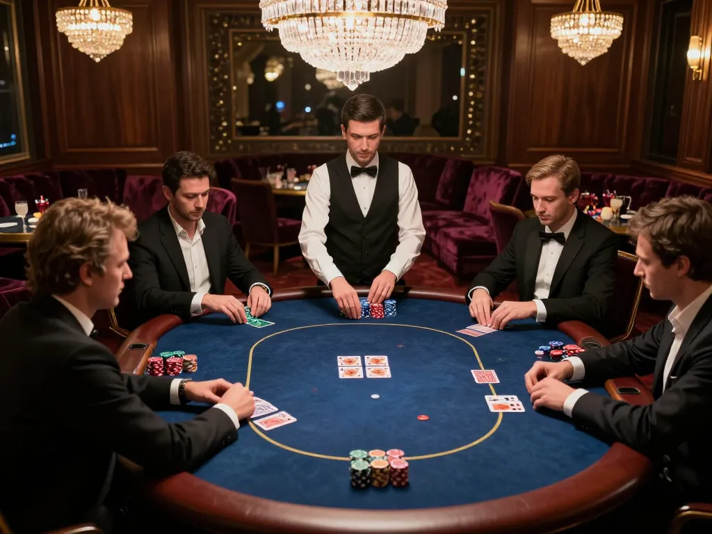 Engaged players at a VIP table in a luxury poker room, showcasing the excitement of https://hitclub.sarl/ poker strategies.