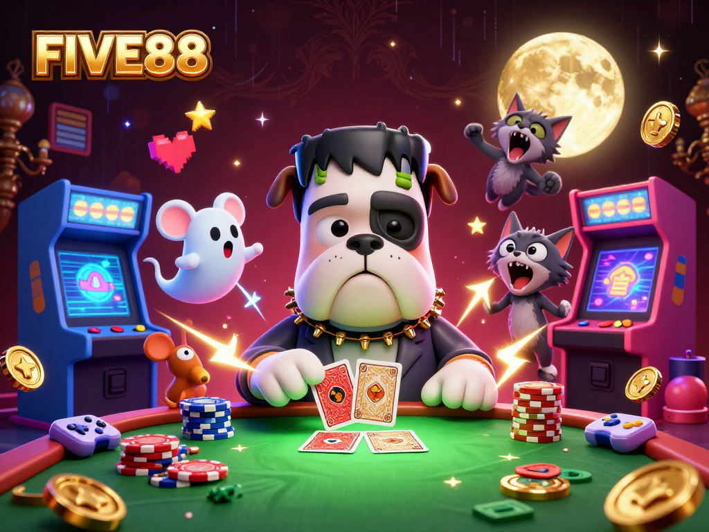 Engage with the 3D cartoon characters at FIVE88 while enjoying thrilling gaming experiences.