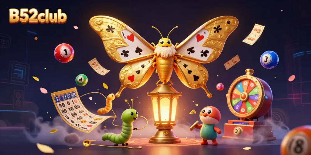 Experience excitement with B52club in this vibrant 3D casino scene filled with dynamic gaming elements.