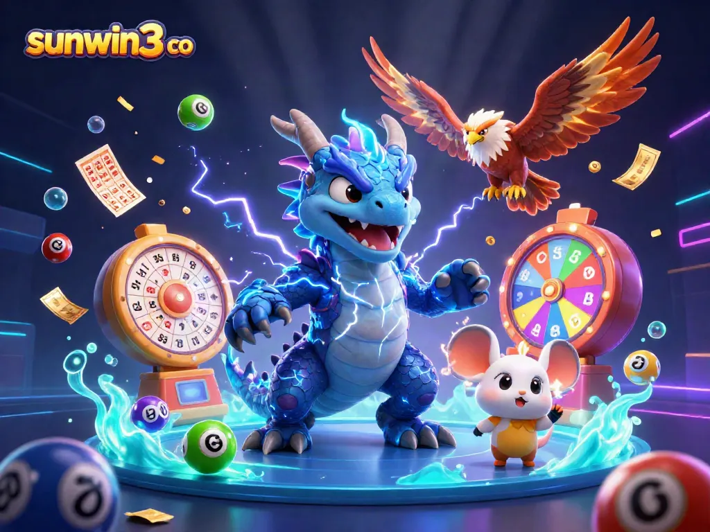 Experience thrilling wins with sunwin3 co in this vibrant illustration of dynamic casino gaming!