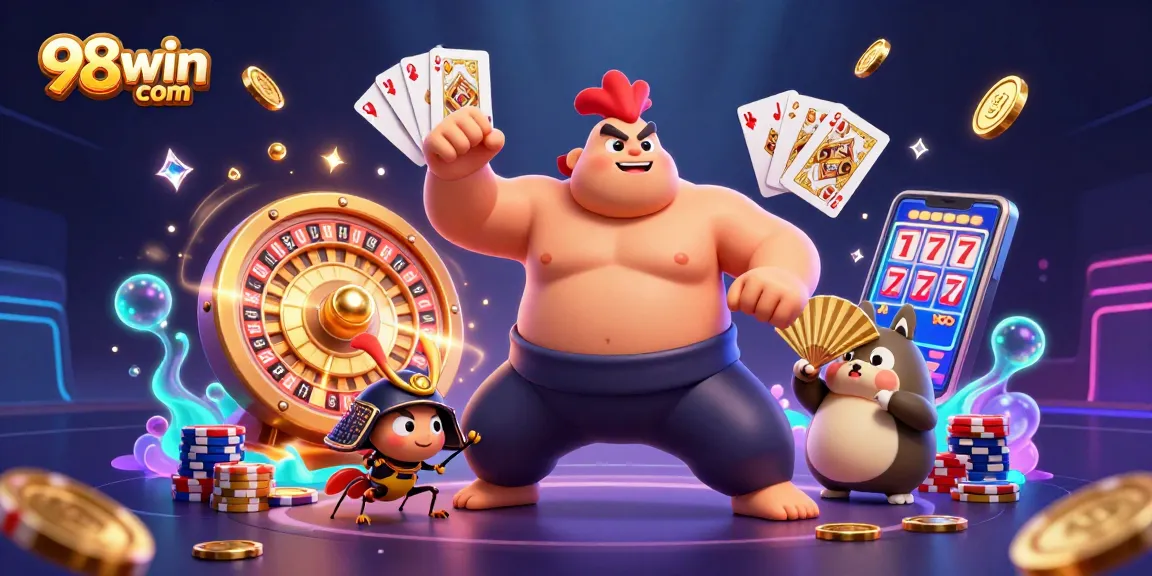 Experience the excitement of 98win com with dynamic casino characters and vibrant game elements.