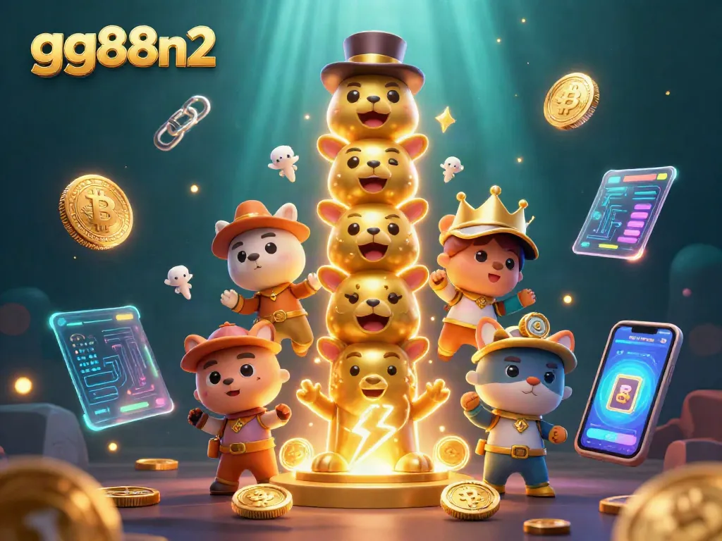 Engage with gg88n2's vibrant 3D casino world filled with dynamic crypto elements and animated characters.