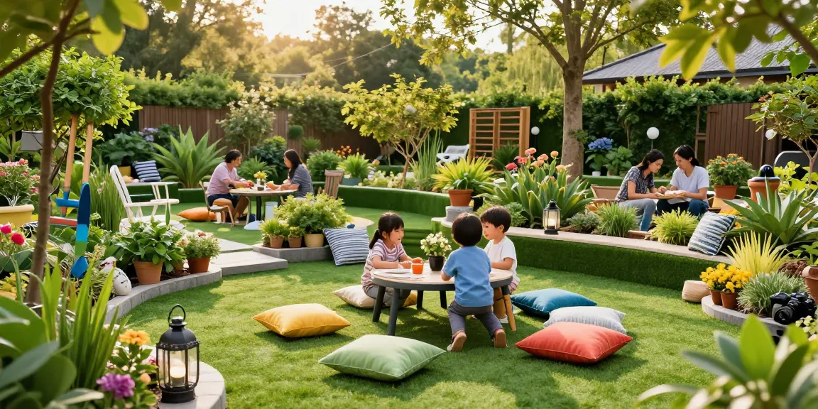 Transformeer uw buitenruimte met Kunsthaag voor buiten, met een gezin dat geniet van een gezellige tuinomgeving omringd door weelderig groen.