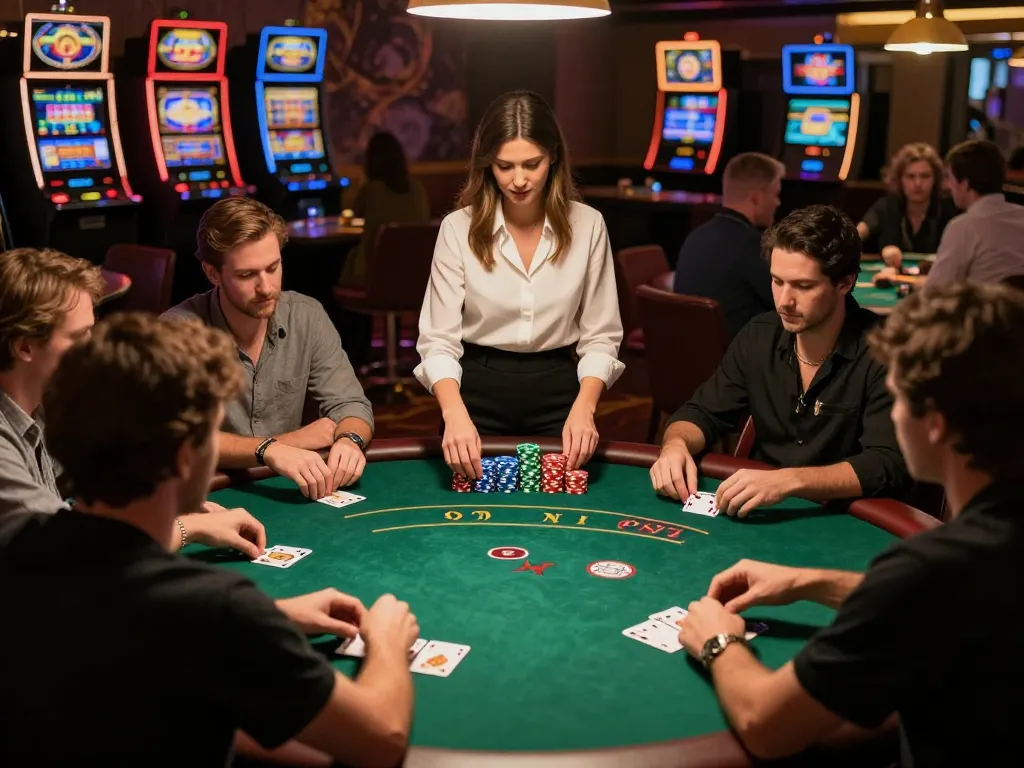 Nohu poker night with players engaged and chips stacked, showcasing strategic gameplay environment