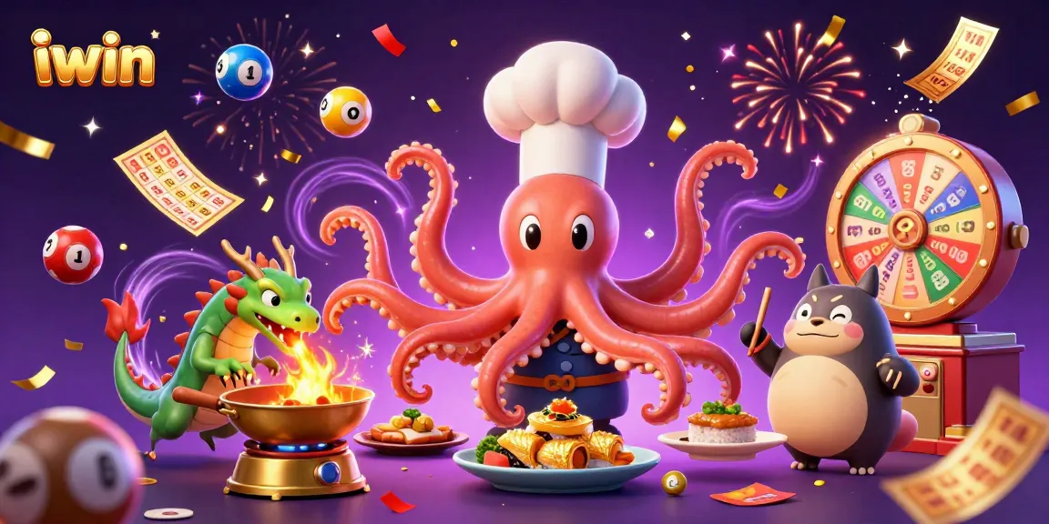 Experience thrilling gambling with iwin's vibrant lottery scene featuring an octopus chef and more.