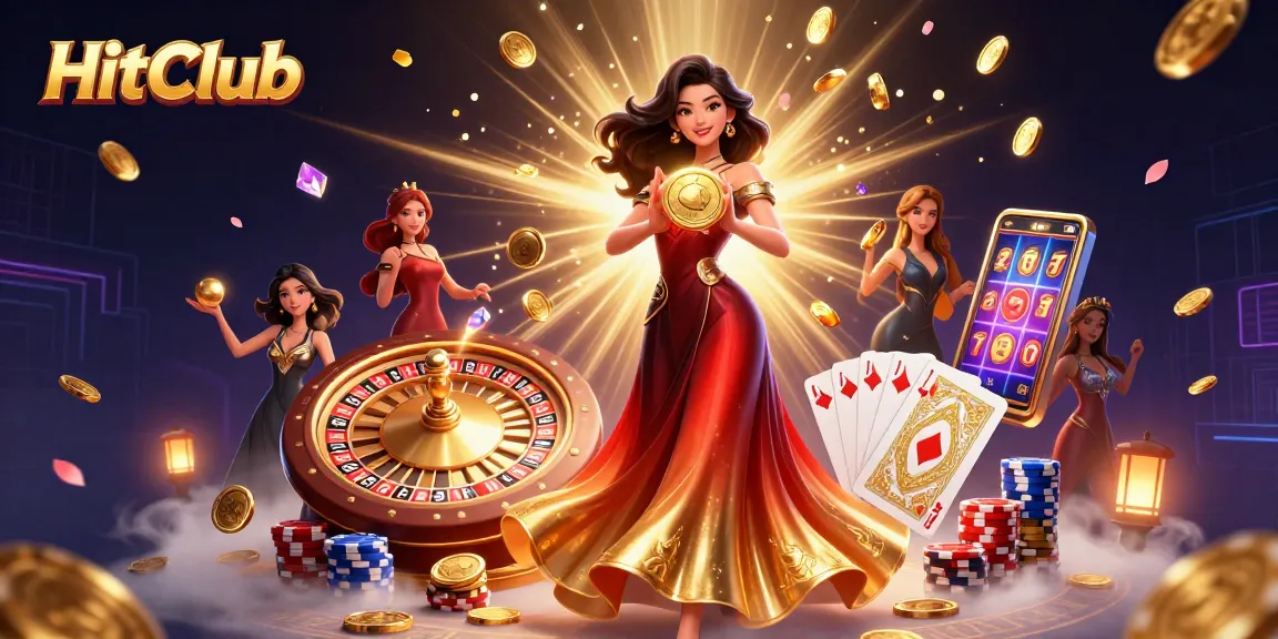 Experience the thrill of HitClub casino with a stunning 3D illustration featuring vibrant gaming elements.