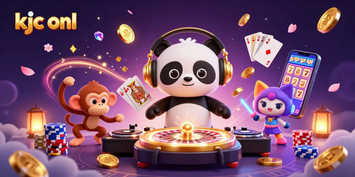 Engage in thrilling games at kjc onl with dynamic visuals of DJ panda, playful characters, and vibrant casino elements.