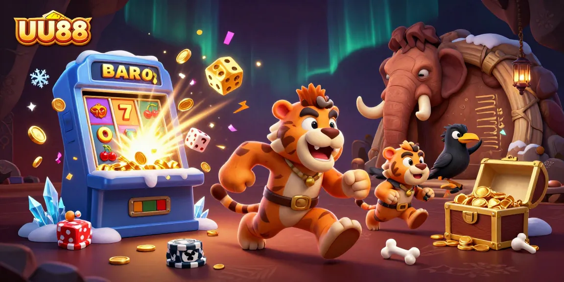 Experience thrilling gameplay at UU88 with captivating casino characters and vibrant slot machine action.