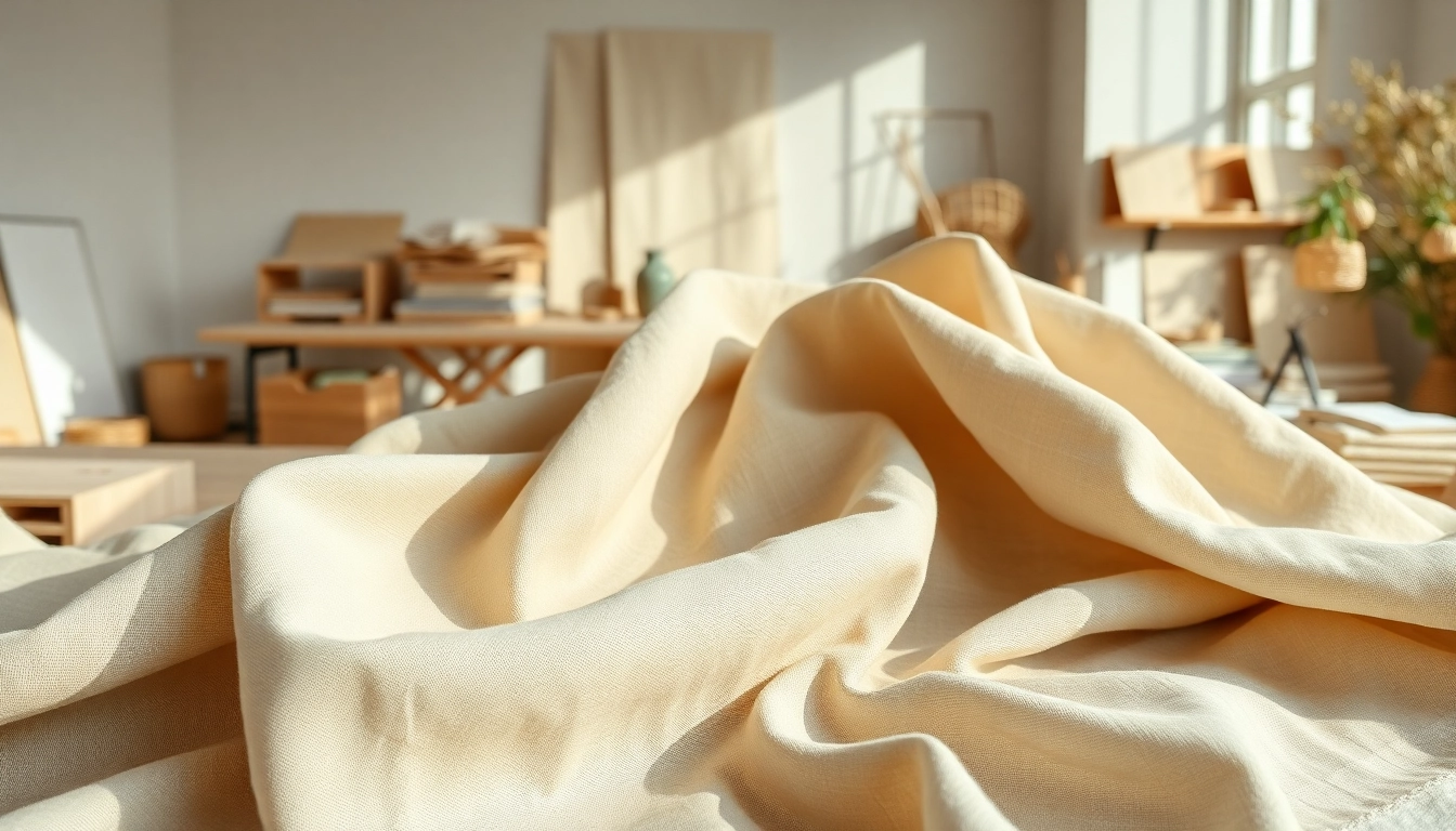 Bekijk hoogwaardige linnen stoffen met verschillende texturen en kleuren mooi gepresenteerd.