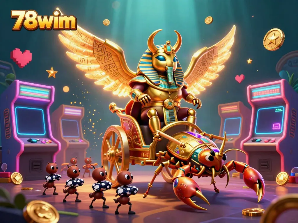 Engage with 78wim's gaming adventure featuring vibrant characters and casino elements in an ultra-detailed 3D illustration.